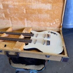 1990s Danelectro Double Neck DB612 Sparkle White Guitar OHSC
