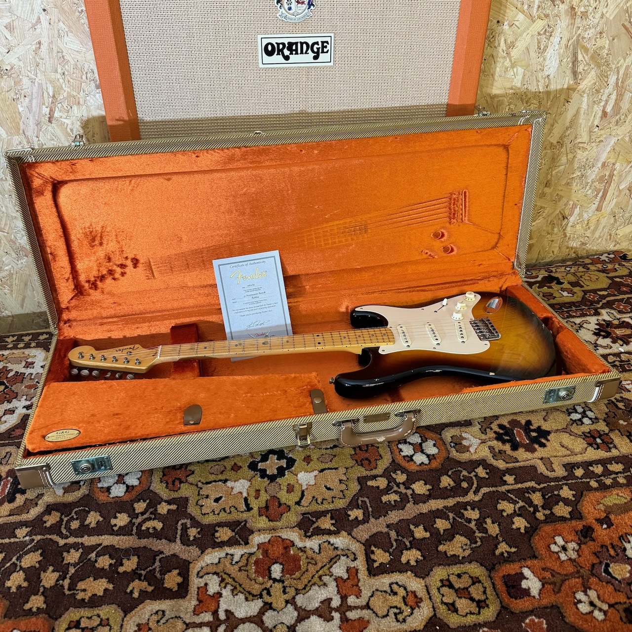 2009 Fender Custom Shop 55 Stratocaster Relic Sunburst Guitar OHSC -